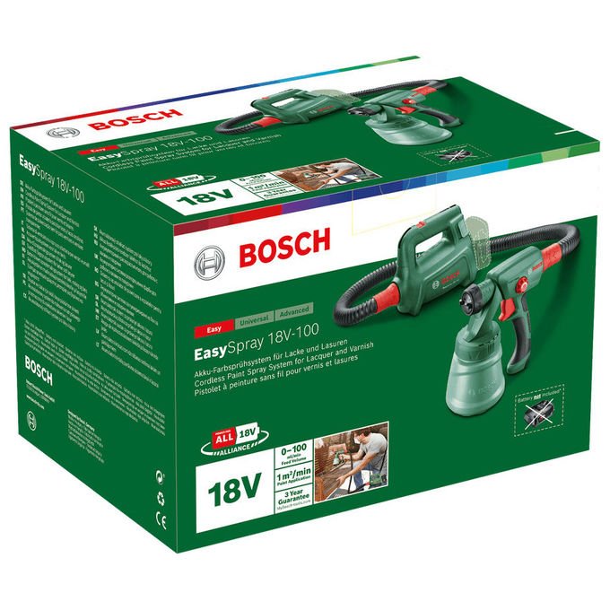 Bosch 0603208000 EasySpray 18V-100 Pistola a Spruzzo 0,8 L 18 V Legno Metallo Pareti colore Verde