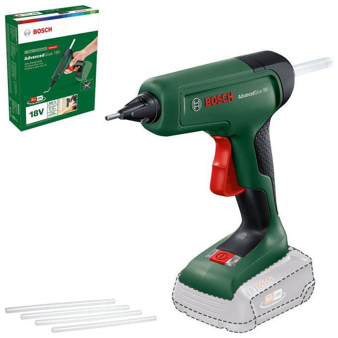 Bosch 0603264800 AdvancedGlue 18V Pistola per colla a caldo 20 g-min tempo di riscaldamento 90 s alimentazione a batteria 18 V colore Verde