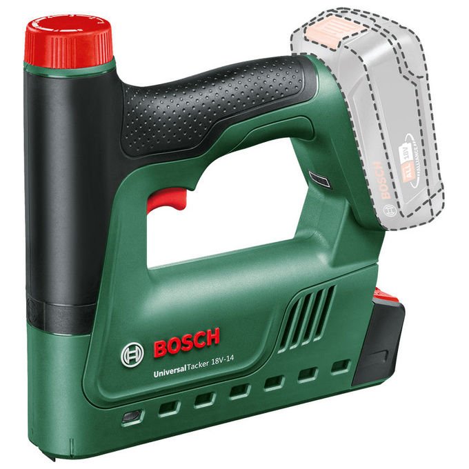 Bosch 06032A7000 UniversalTacker 18V-14 Pinzatrice elettrica a batteria 18 V con forza regolabile e imbastitura colore Verde