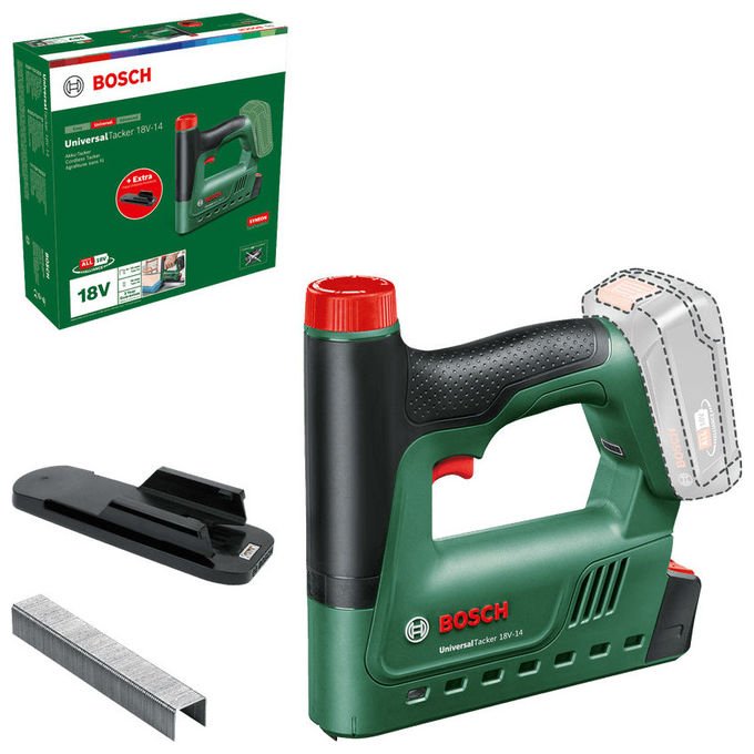 Bosch 06032A7001 UniversalTacker 18V-14 Chiodatrice pistola per graffette 18 V 30 colpi min 140 pezzi colore Verde Nero