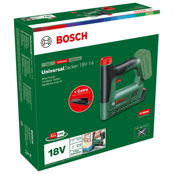 Bosch 06032A7001 UniversalTacker 18V-14 Chiodatrice pistola per graffette 18 V 30 colpi min 140 pezzi colore Verde Nero