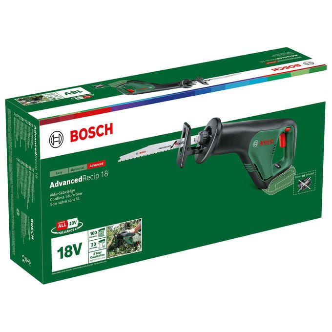 Bosch 4059952570143 AdvancedRecip 18 Sega universale a batteria 18 V 300 spm cambio lama senza utensili vibrazioni ridotte colore Nero Verde