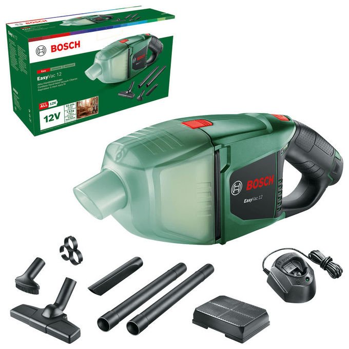 Bosch 06033D0001 EasyVac 12 Aspirapolvere a bastone 2 in 1 Senza sacchetto 2,5 Ah 22 min 79 dB colore Nero Verde