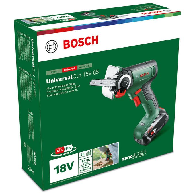 Bosch 06033D5202 UniversalCut 18V-65 Sega a Batteria Tecnologia NanoBlade 6,5 cm 8000 giri-min colore Verde-Nero