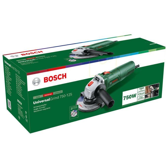 Bosch 06033E2001 UniversalGrind Smerigliatrice angolare 750 W 125 mm 12000 U-min colore Nero
