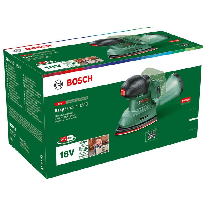 Bosch 06033E3000 EasySander 18V-8 Levigatrice orbitale 22000 OPM 1 6 mm 18 V 2 5 Ah colore Nero Verde