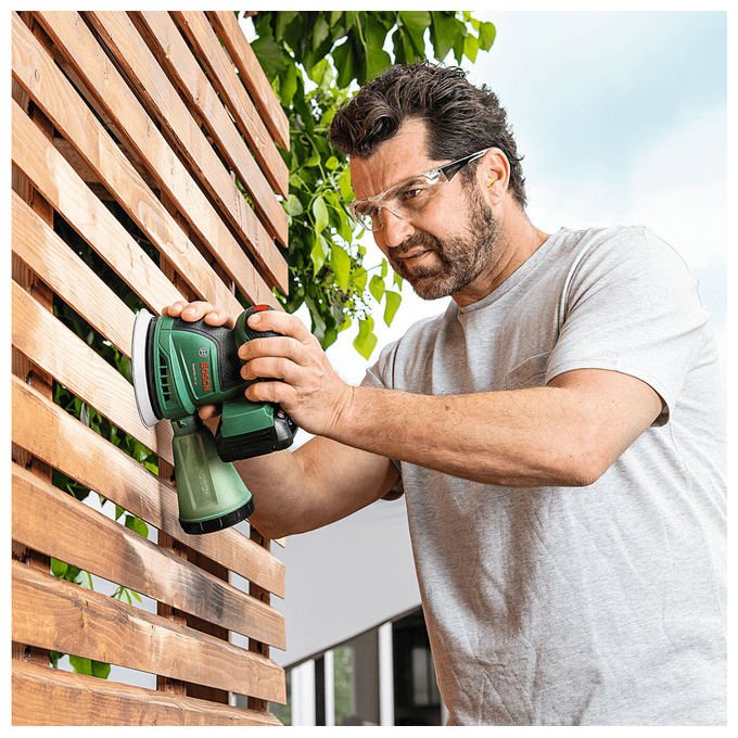 Bosch 06033E4002 EasyOrbit Levigatrice rotorbitale a batteria 18V 2.0Ah 125 mm 23000 OPM Microfiltro integrato colore Verde