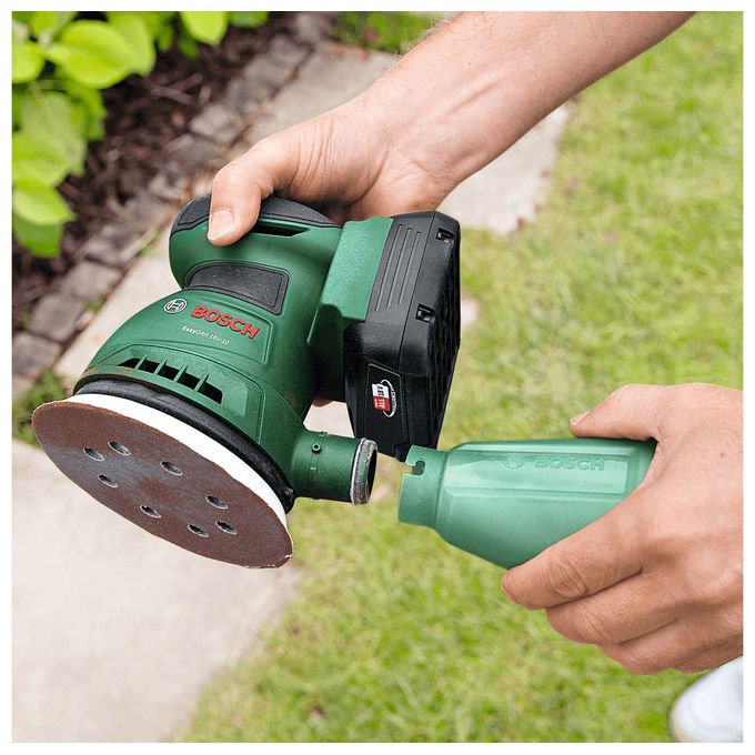 Bosch 06033E4002 EasyOrbit Levigatrice rotorbitale a batteria 18V 2.0Ah 125 mm 23000 OPM Microfiltro integrato colore Verde