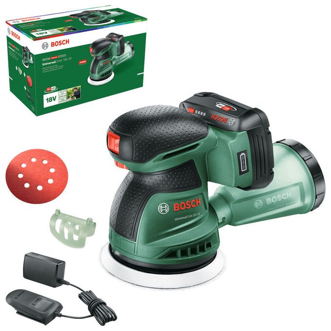 Bosch 06033E4102 UniversalOrbit 18V-20 Levigatrice orbitale 18 V 2,5 Ah 10000 - 23000 OPM colore Nero Verde