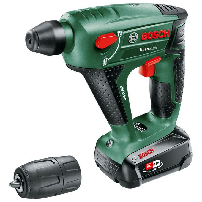 Bosch 060395230F Uneo Maxx Martello Perforatore 900 Giri-min 18 V Tecnologia Ioni di Litio colore Nero Verde
