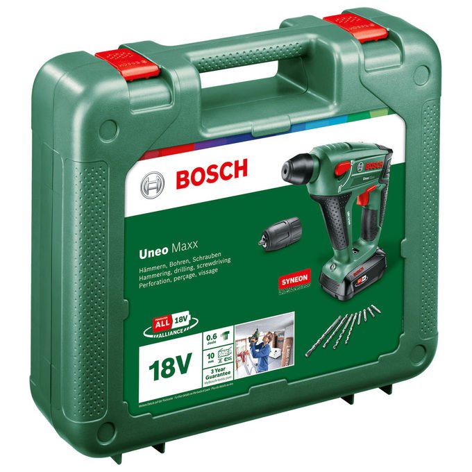 Bosch 060395230F Uneo Maxx Martello Perforatore 900 Giri-min 18 V Tecnologia Ioni di Litio colore Nero Verde