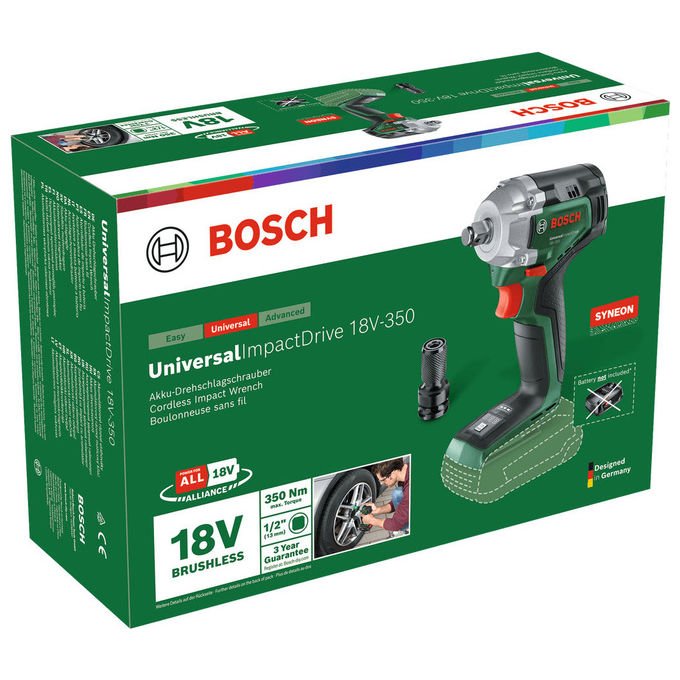 Bosch 0603980304 ImpactDrive 18V-350 Avvitatore a massa battente 350 Nm 3 velocita' 18 V 1-2'' 3400 IPM colore Nero Verde
