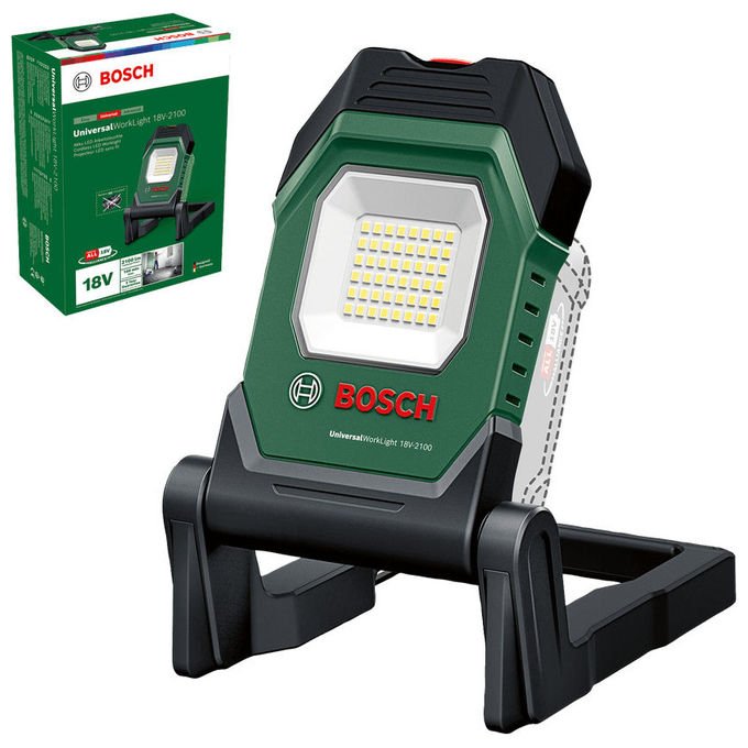 Bosch 06039A1300 UniversalWorkLight 18V-2100 Luce da lavoro 2100 lumen Batteria 18V colore Nero Verde