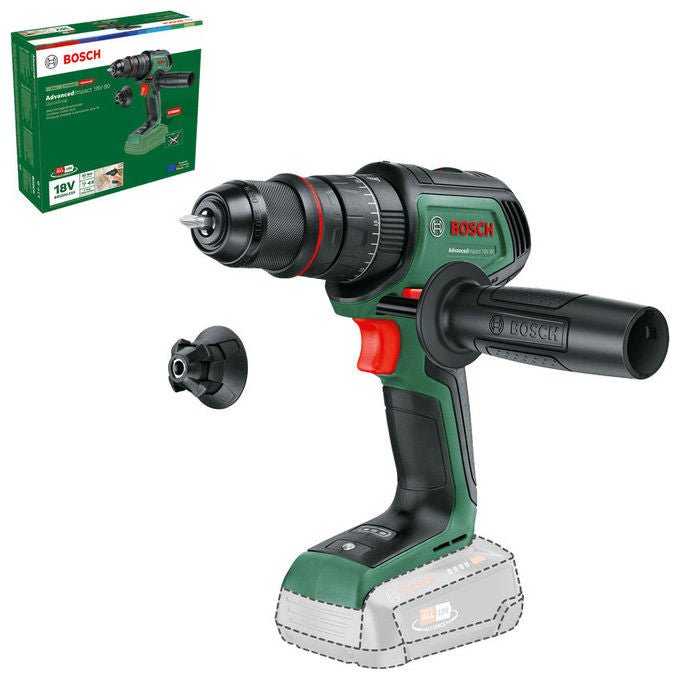 Bosch 06039E2100 AdvancedImpact 18V-80 QuickSnap Trapano a Percussione Senza Chiave 18 V 1950 Giri-min 82 Nm colore Nero Verde