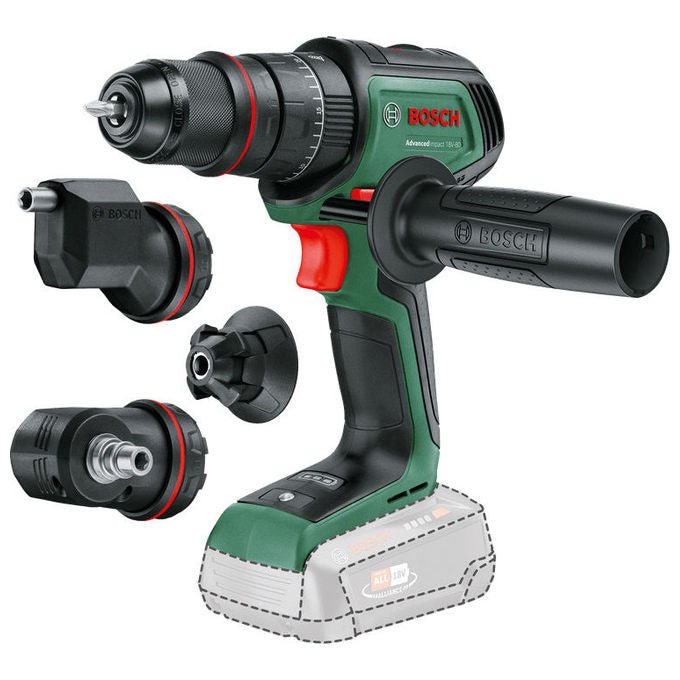 Bosch 06039E2103 AdvancedImpact 18V-80 Trapano a percussione a batteria Coppia massima 82 Nm Velocita' 0-1950 giri-min Mandrino autoserrante 13 mm Colore Verde