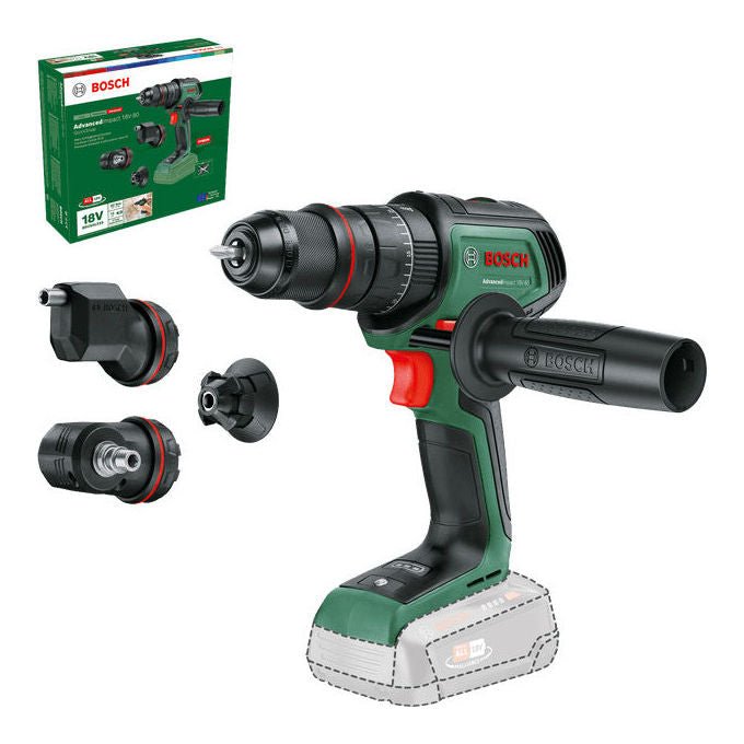 Bosch 06039E2103 AdvancedImpact 18V-80 Trapano a percussione a batteria Coppia massima 82 Nm Velocita' 0-1950 giri-min Mandrino autoserrante 13 mm Colore Verde