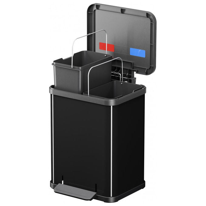 Hailo 0622-260 Öko duo plus M Pattumiera Differenziata a Pedale 18 L con Chiusura Silenziosa Acciaio Nero