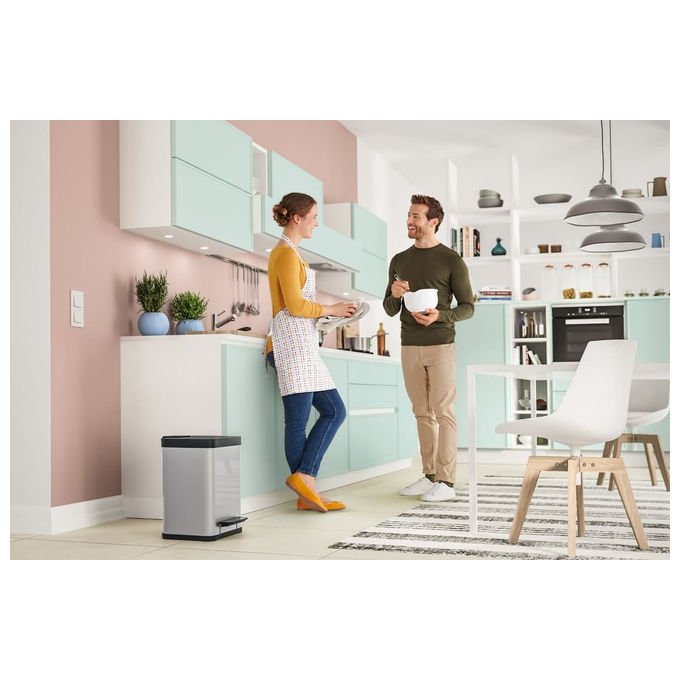 Hailo 0622-260 Öko duo plus M Pattumiera Differenziata a Pedale 18 L con Chiusura Silenziosa Acciaio Nero