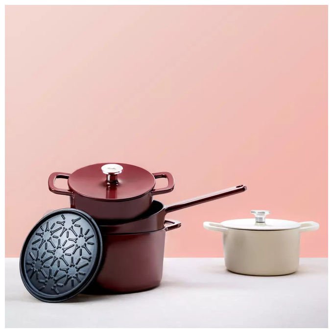 Fissler 064-310-24-000-0 Moments Collection Padella Multiuso in Ghisa Diametro 24 cm Rosso