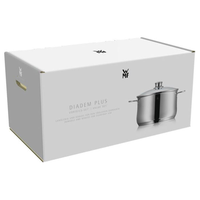 WMF 0733556040 Diadem Plus set di pentole 9 pz in acciaio inossidabile adatto per induzione lavastoviglie resistente al forno fino a 250 °C colore acciaio