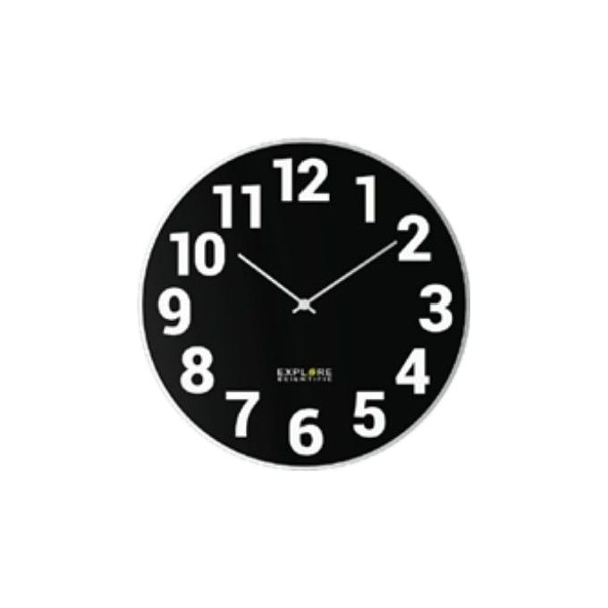 Explore Scientific RAC1003 Orologio a Parete 25cm Radiocomandato Design Contemporaneo con Numeri Metallo-Nero