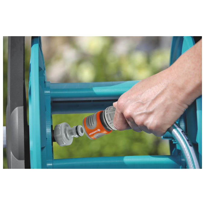 Gardena 8010-20 Classic Avvolgitubo da Terra Set Completo tubo 10 m diametro 13 mm con raccordi e lancia colore Multicolore