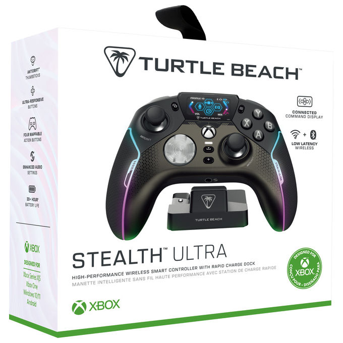 Turtle Beach TBS-0710-05 Stealth Ultra Wireless Controller da Gioco con Dock di Ricarica Rapida e Display di Comando per Xbox Series X-S Xbox One e PC colore Nero
