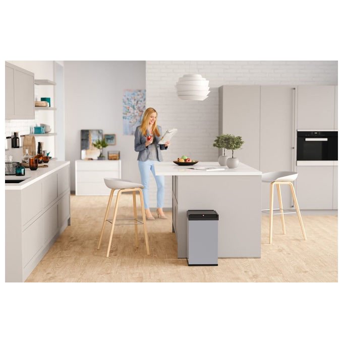 Hailo 0840-131 Big-Box Swing L Secchio Rifiuti 35 L Coperchio Oscillante Acciaio Plastica colore Bianco