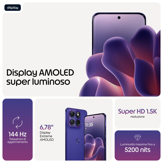 Motorola 0840493611211 Edge 70 Fusion Smartphone 8 GB RAM 256 GB 6.78'' 5200 mAh colore Viola