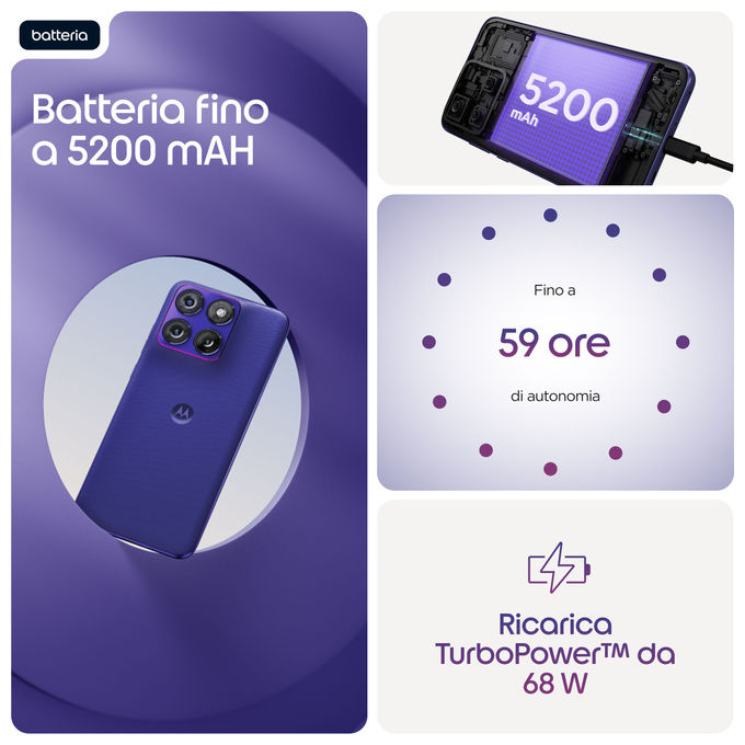 Motorola 0840493611211 Edge 70 Fusion Smartphone 8 GB RAM 256 GB 6.78'' 5200 mAh colore Viola