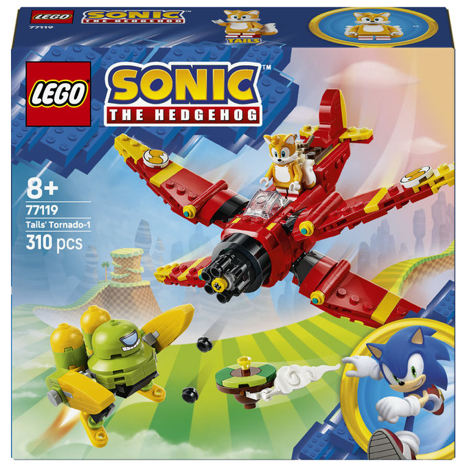 Lego 77119 Sonic the Hedgehog Set da Costruzione Tornado-1 di Tails con 2 Personaggi e Smeraldo del Caos 310 Pezzi colore Multicolore