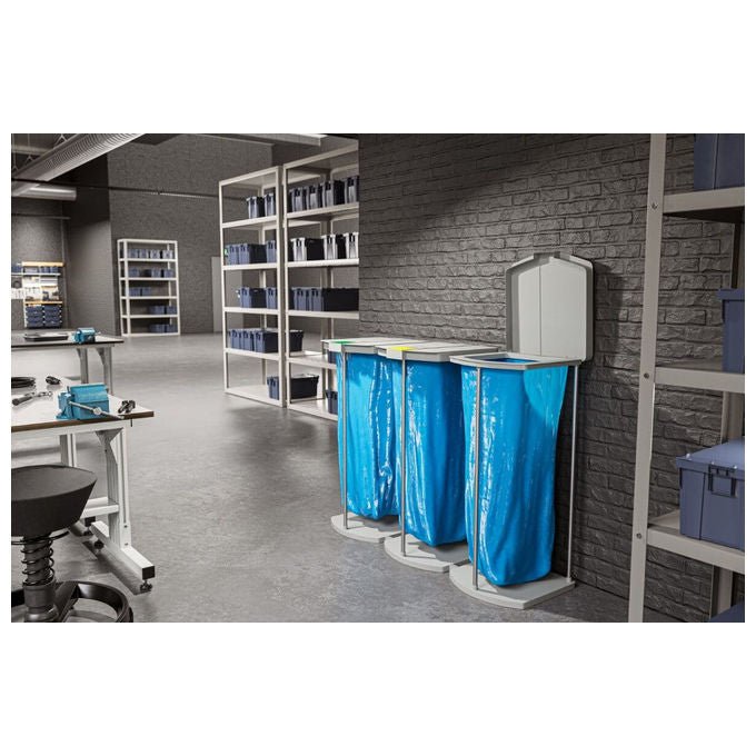 Hailo 0912-110 ProfiLine MSS XXXL Porta Sacchi 120 l con Coperchio e Sistema di Espansione colore Grigio