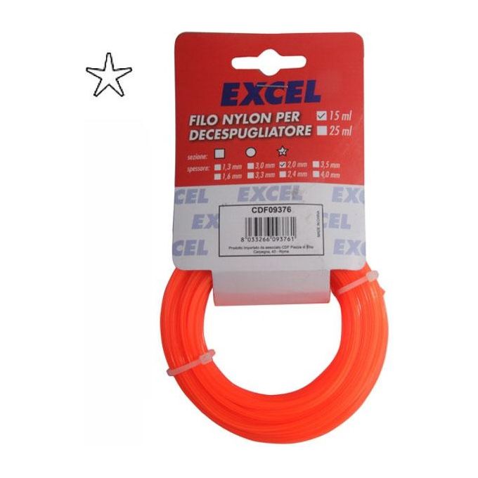 Excel Filo Nylon Pentagono 2,0mm 15mt