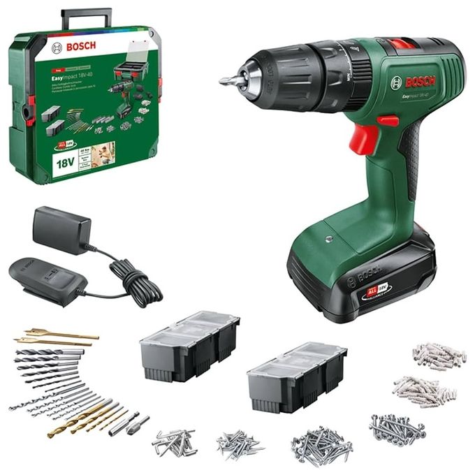 Bosch 06039D810C EasyImpact Trapano Avvitatore a Batteria 18V 2 Velocita' 38 Nm 1.5 Ah colore Nero