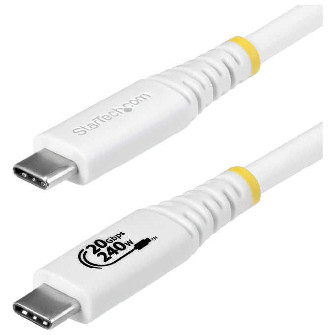 StarTech.com CC2M20GUSB4TPW Cavo USB4 2m 20 Gbps PD 240W DP 1.4 4K 120Hz USB-C Maschio a Maschio colore Bianco
