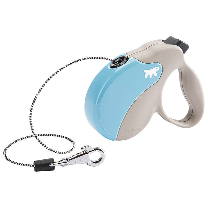 Ferplast Guinzaglio per Cani Allungabile AMIGO MINI, Guinzaglio per Cani Taglia Piccola fino a 12 Kg. Cordino max 3 m. Unico Pulsante per Blocco e Rilascio, Beige, Cover Azzurra