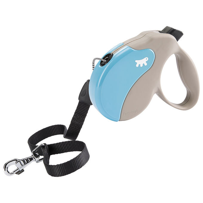 Ferplast Guinzaglio per Cani Allungabile AMIGO LARGE, Guinzaglio per Cani Taglia Grande fino a 50 Kg. Cordino max 5 m. Unico Pulsante per Blocco e Rilascio, Beige, Cover Azzurra