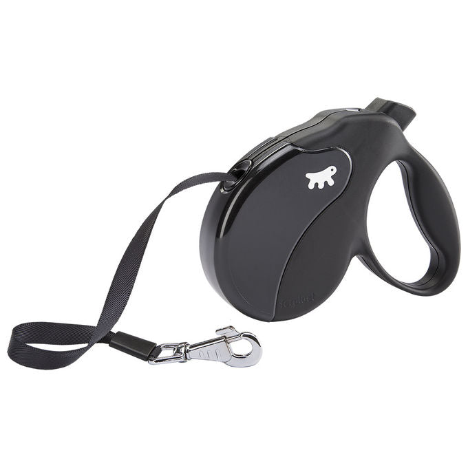 Ferplast Guinzaglio per Cani Allungabile AMIGO LARGE, Guinzaglio per Cani Taglia Grande fino a 50 Kg. Fettuccia max 5 m. Unico Pulsante per Blocco e Rilascio, Nero, Cover Nera