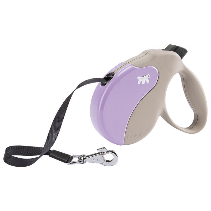 Ferplast Guinzaglio per Cani Allungabile AMIGO LARGE, Guinzaglio per Cani Taglia Grande fino a 50 Kg. Fettuccia max 5 m. Unico Pulsante per Blocco e Rilascio, Beige, Cover Viola
