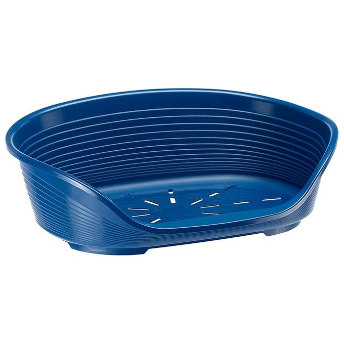 FERPLAST - Cuccia per cani e gatti - Cuccia per cani media - 100% plastica riciclata - Lettino per cani lavabile - traspirante e antiscivolo - Siesta Deluxe, 62 x 41 x h 23,5 CM, BLU