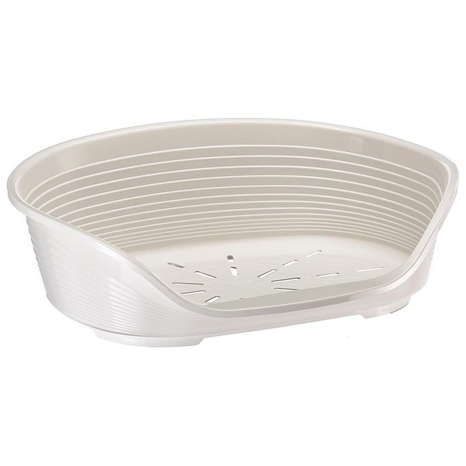 FERPLAST - Cuccia per cani e gatti - Cuccia per cani extra small - 100% plastica riciclata - Cuccia per cani lavabile - traspirante e antiscivolo - Siesta Deluxe, 43 x 28 x h 17,5 CM, BIANCO
