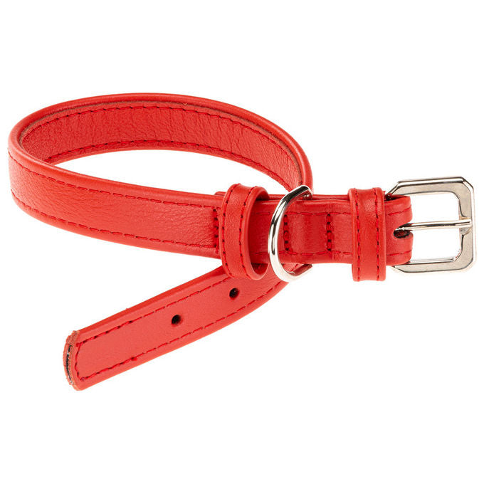 Collare per Cani VOGUE CF20-39, Vera Pelle, Regolabile, Fibbia in Metallo, Rosso