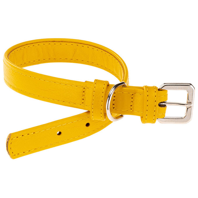 Collare per Cani VOGUE CF20-39, Vera Pelle, Regolabile, Fibbia in Metallo, Giallo