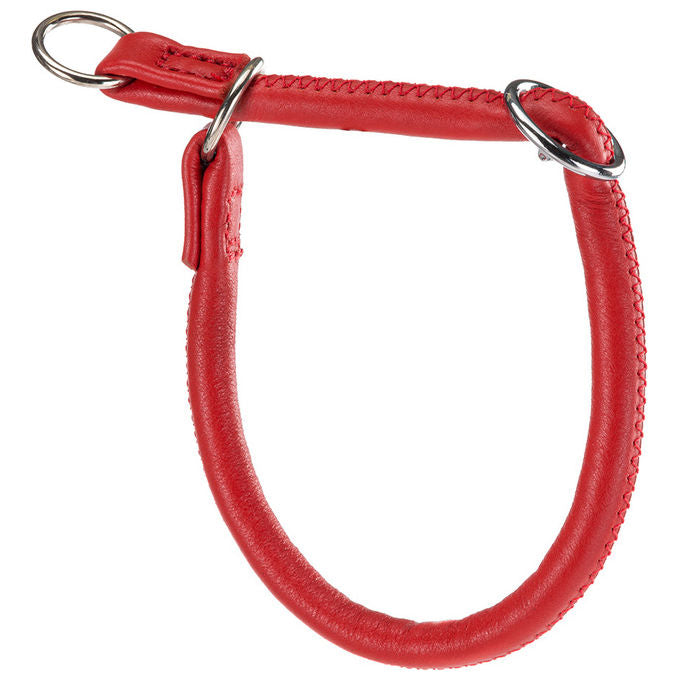 Collare a Semistrangolo per Cani VOGUE CS10-40, in Vera Pelle, Regolabile, Rosso