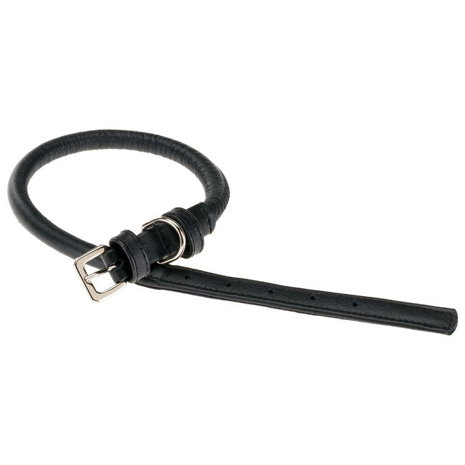 Collare per Cani VOGUE CF10-48, Cordino in Vera Pelle, Regolabile, Fibbia in Metallo, Nero
