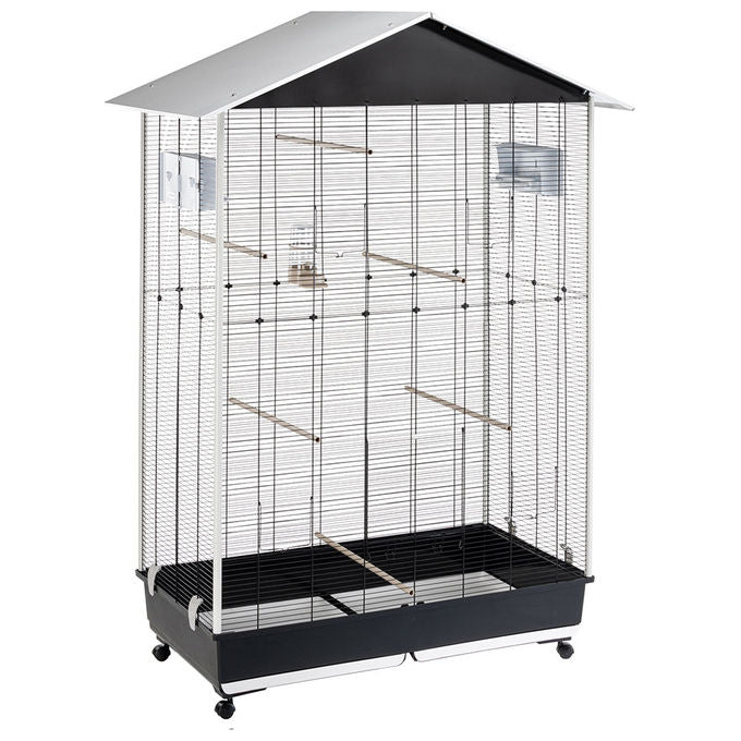 FERPLAST Gabbia Voliera per Uccelli NOTA LARGE Voliera da Esterno Interno per Canarini, Bengalini, Cocorite, Inseparabili, in Metallo, Accessori inclusi Posatoi Ruote, 111 x 66,5 x h 167 cm.