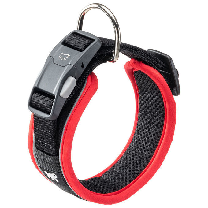 Ferplast Collare Cane GENIUS C25-45, Catarifrangente, Traspirante, Regolabile, Chiusura Magnetica a Sgancio Rapido, Collare per Cani Taglia Media, Morbida Imbottitura, Rosso