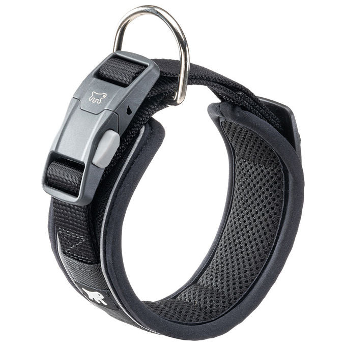 Ferplast Collare Cane GENIUS C25-45, Catarifrangente, Traspirante, Regolabile, Chiusura Magnetica a Sgancio Rapido, Collare per Cani Taglia Media, Morbida Imbottitura, Nero