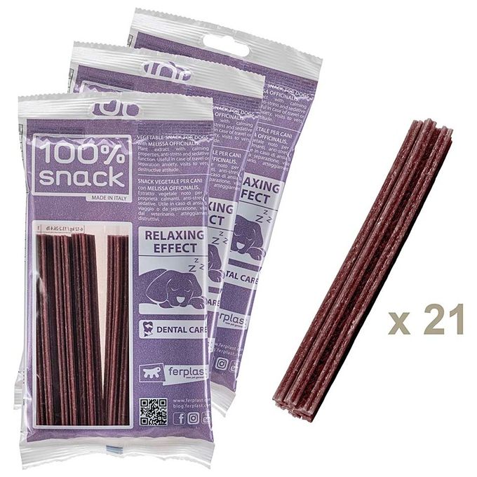 Ferplast Snack cane Snack naturale per cane Snack Igiene Orale Taglia Piccola Effetto rilassante con Melissa Kit da 3 confezioni 336g