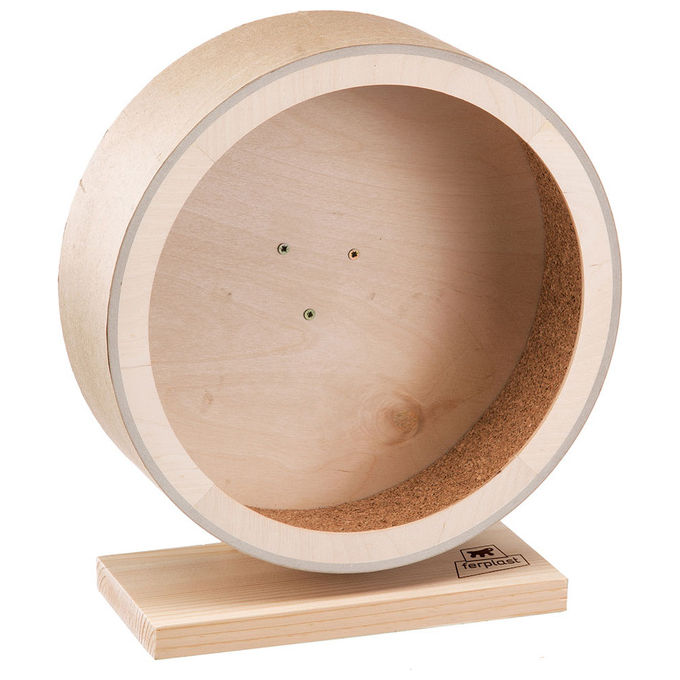 Ferplast Ruota Criceto, Accessorio Gabbia per Criceti, Ruota Silenziosa con Antiscivolo, Accessori Criceto, Topo, 12,8 x h 28 cm ARCADE WHEEL diametro 25 cm, Ruota Gioco Legno per Criceti Topi